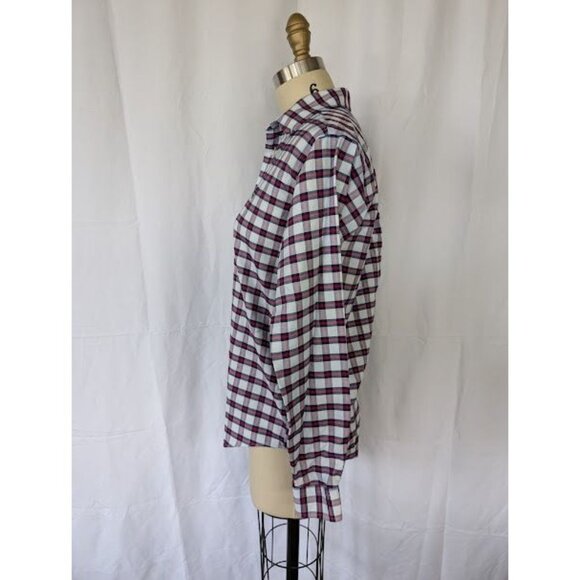 Brooks Brothers Shirt Women's Size Large Long Sleeve Plaid Blue Red Preppy White - Picture 2 of 4